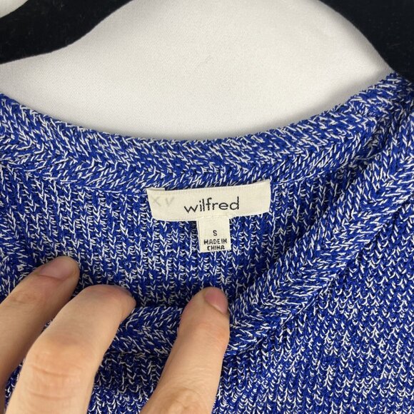 Aritzia Wilfred Blue & White Sleeveless Long Length Knit Women’s Size S - Picture 3 of 9